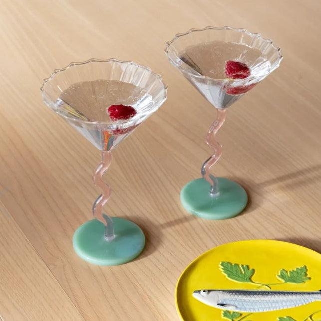 Cuope Curve Glass pink/green - set of 2