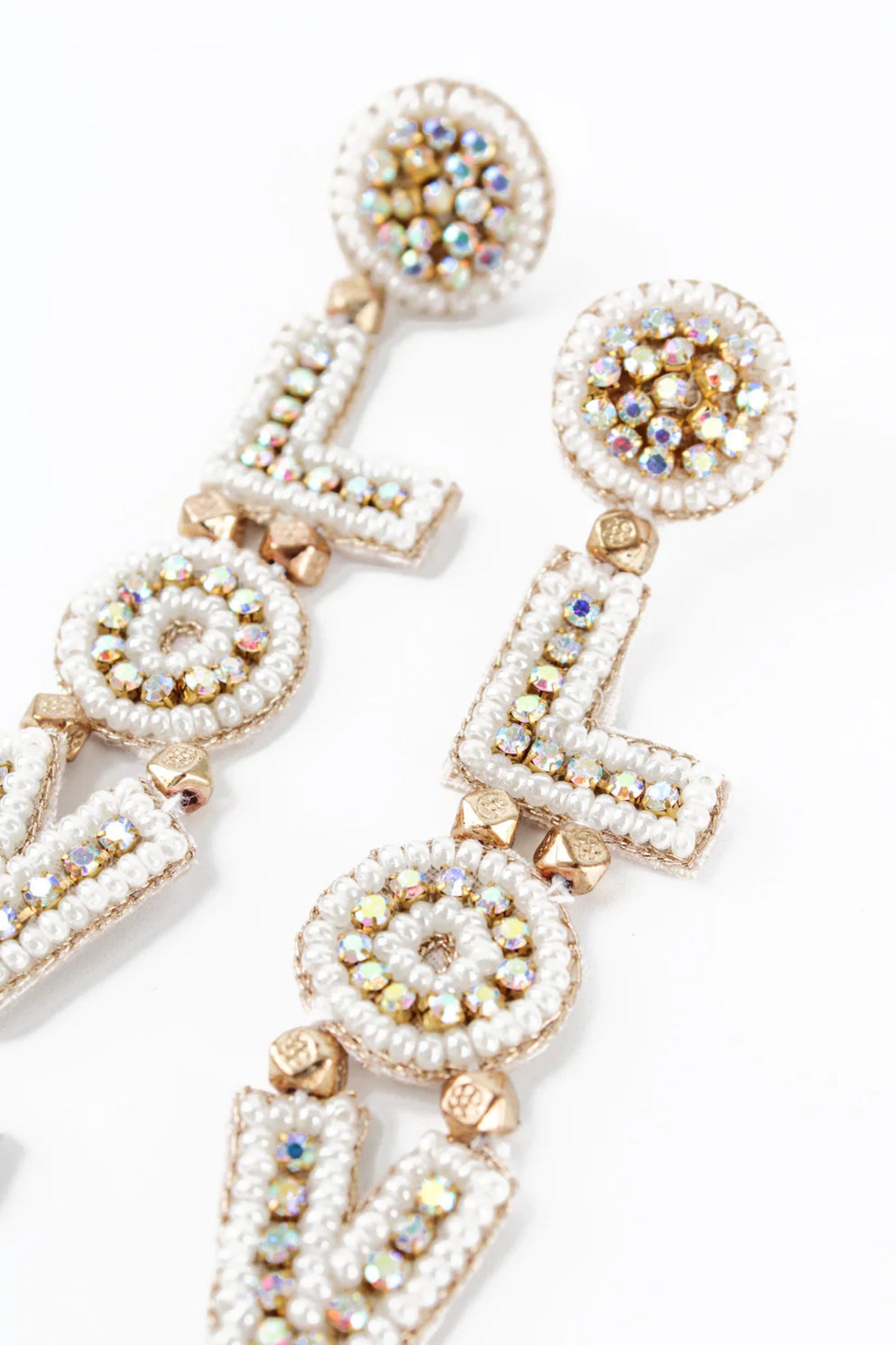 My Doris-PEARL GLITZY LOVE DROP EARRINGS