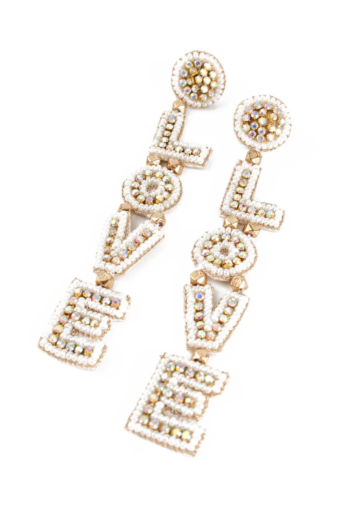 My Doris-PEARL GLITZY LOVE DROP EARRINGS