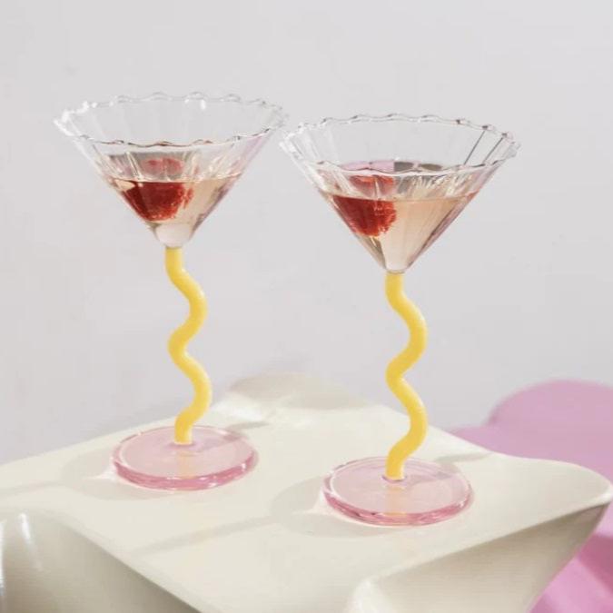 Cuope Curve Glass caramel/pink - set of 2
