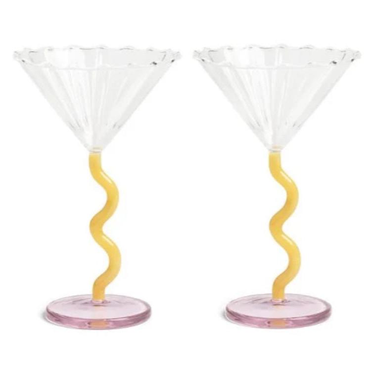 Cuope Curve Glass caramel/pink - set of 2