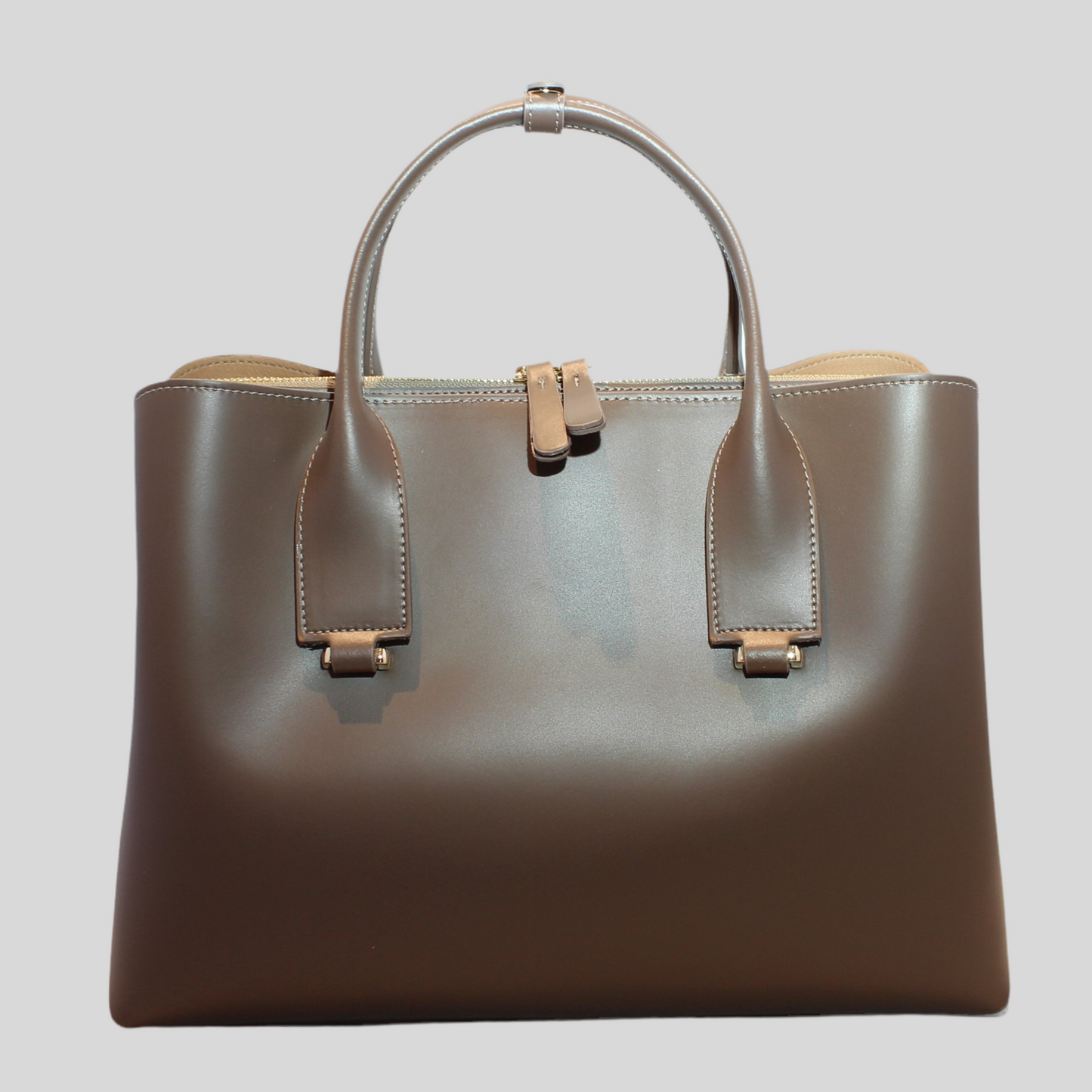 Leather handbag, Taupe