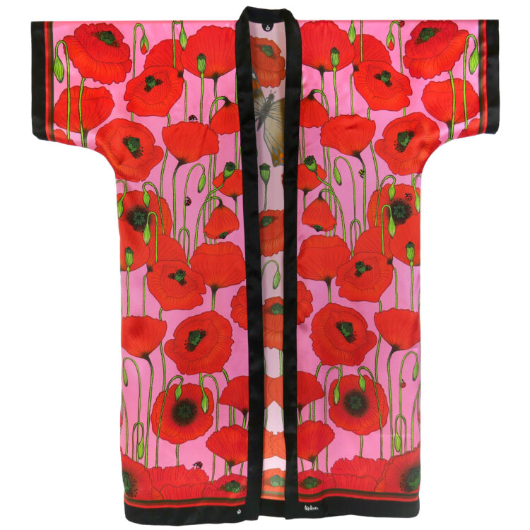 Kueen - Silk Kimono, Poppies