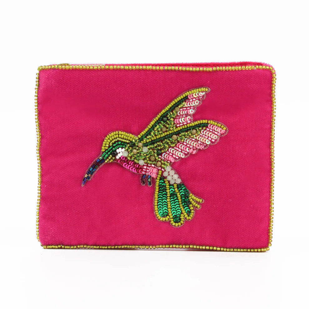 Pink Hummingbird - Small pouch