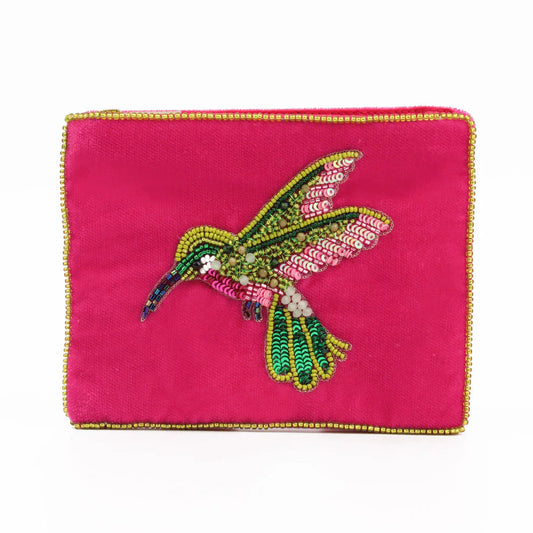 Pink Hummingbird - Small pouch